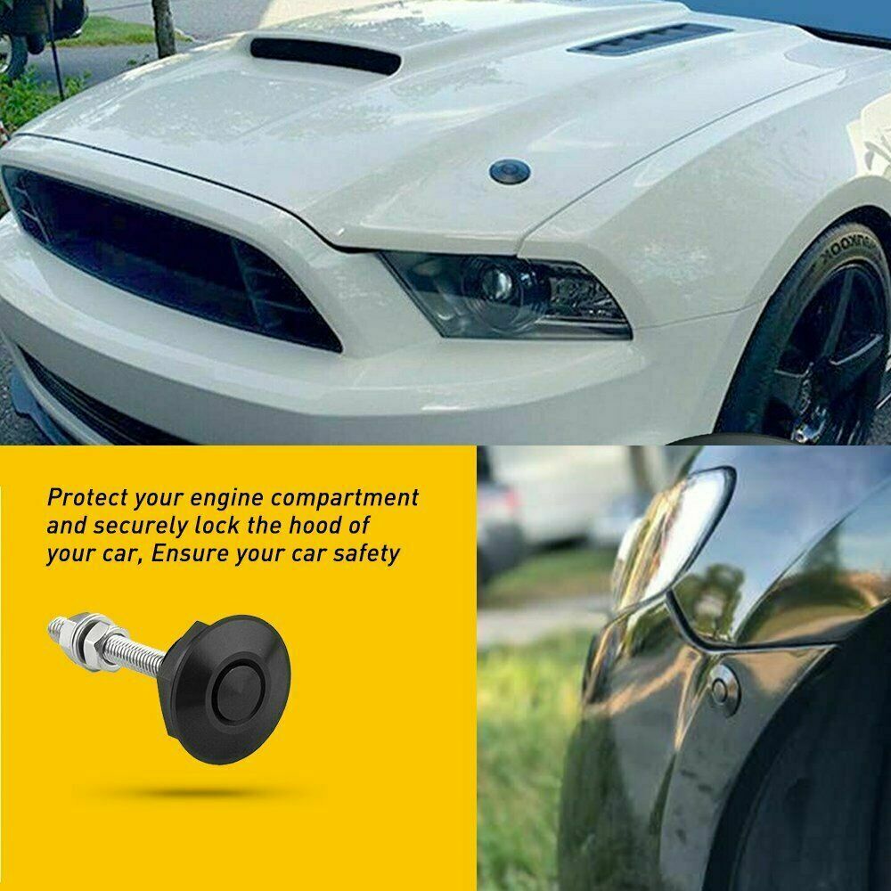 Auto Car Push Button Quick Release Hood Bonnet Pins Lock Clip Bumper Latch Kit