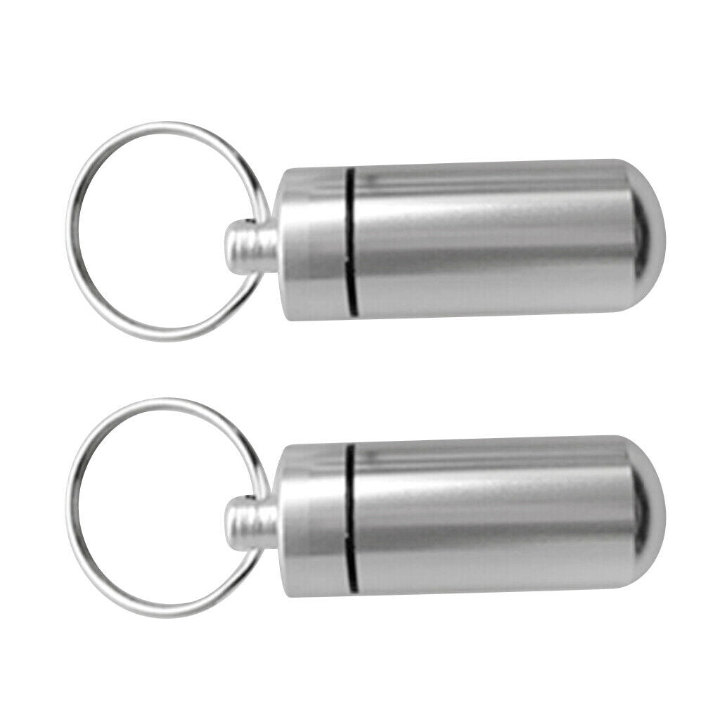 4pcs Aluminium Alloy Pill Waterproof Key Ring Container Multi-purpose 48x17mm