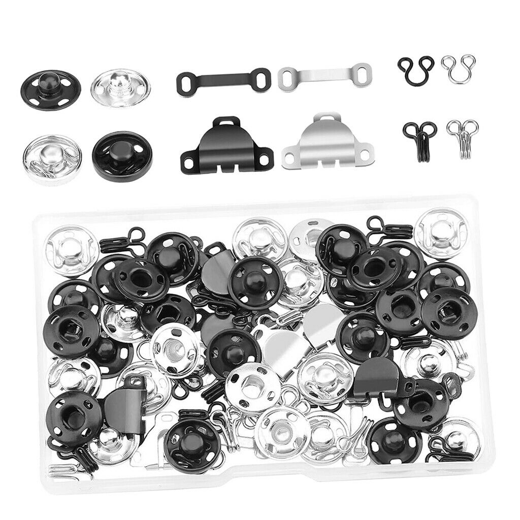 50 Pairs Skirt Hooks and Eyes Sewing Sew-on Snaps Buttons Closures for Trousers