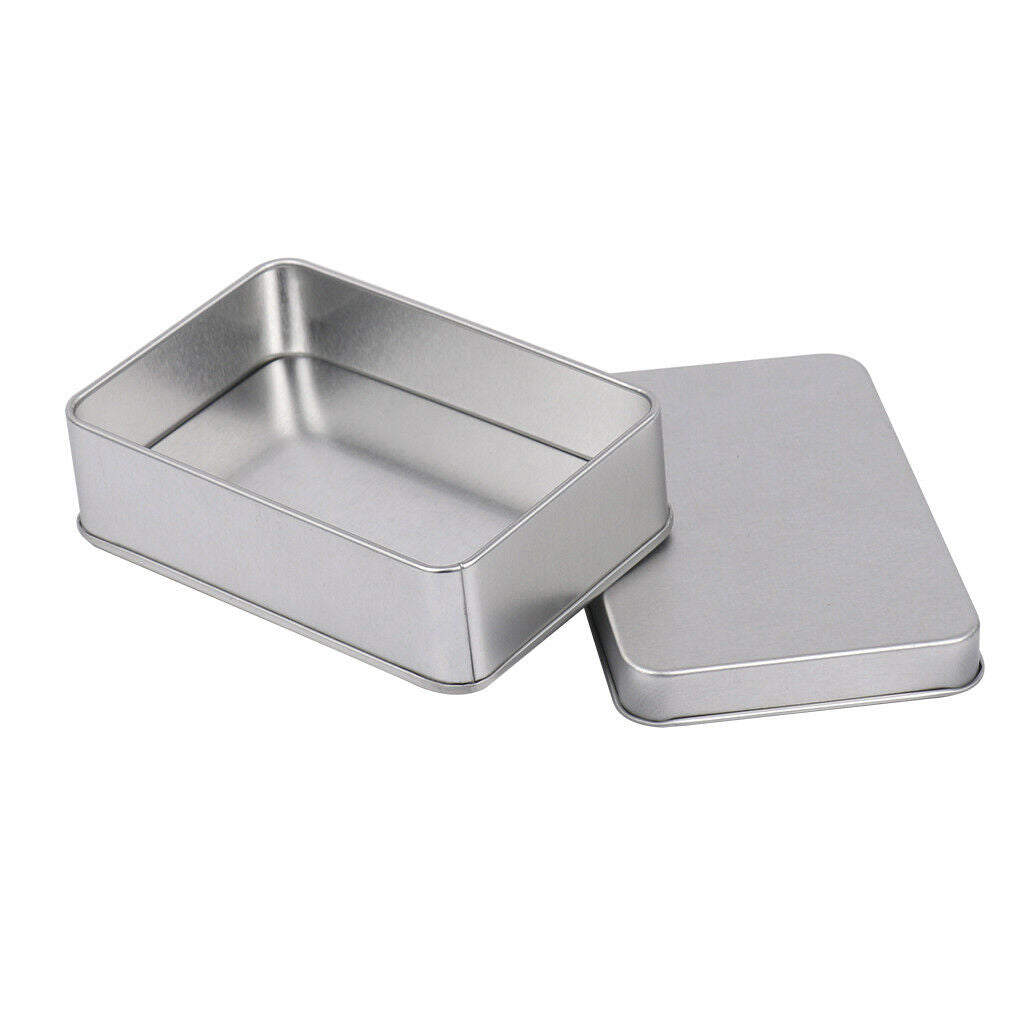 3x Rectangle Small Metal Tin Storage Box Case For Badge Money Coin Candy Key