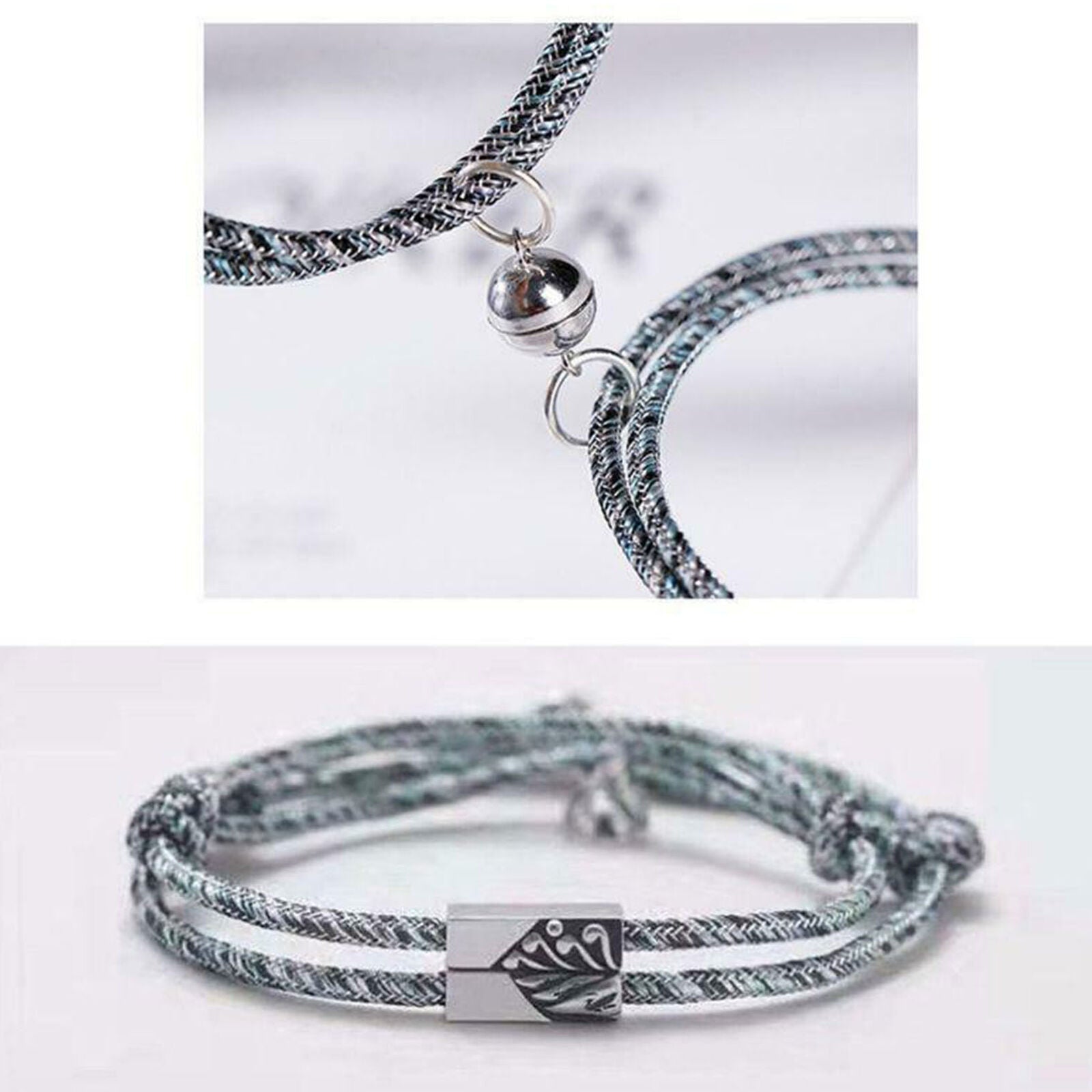 2Pcs Couple Bracelet Friendship Rope Braided Distance Magnetic Jewelry Lover Kit