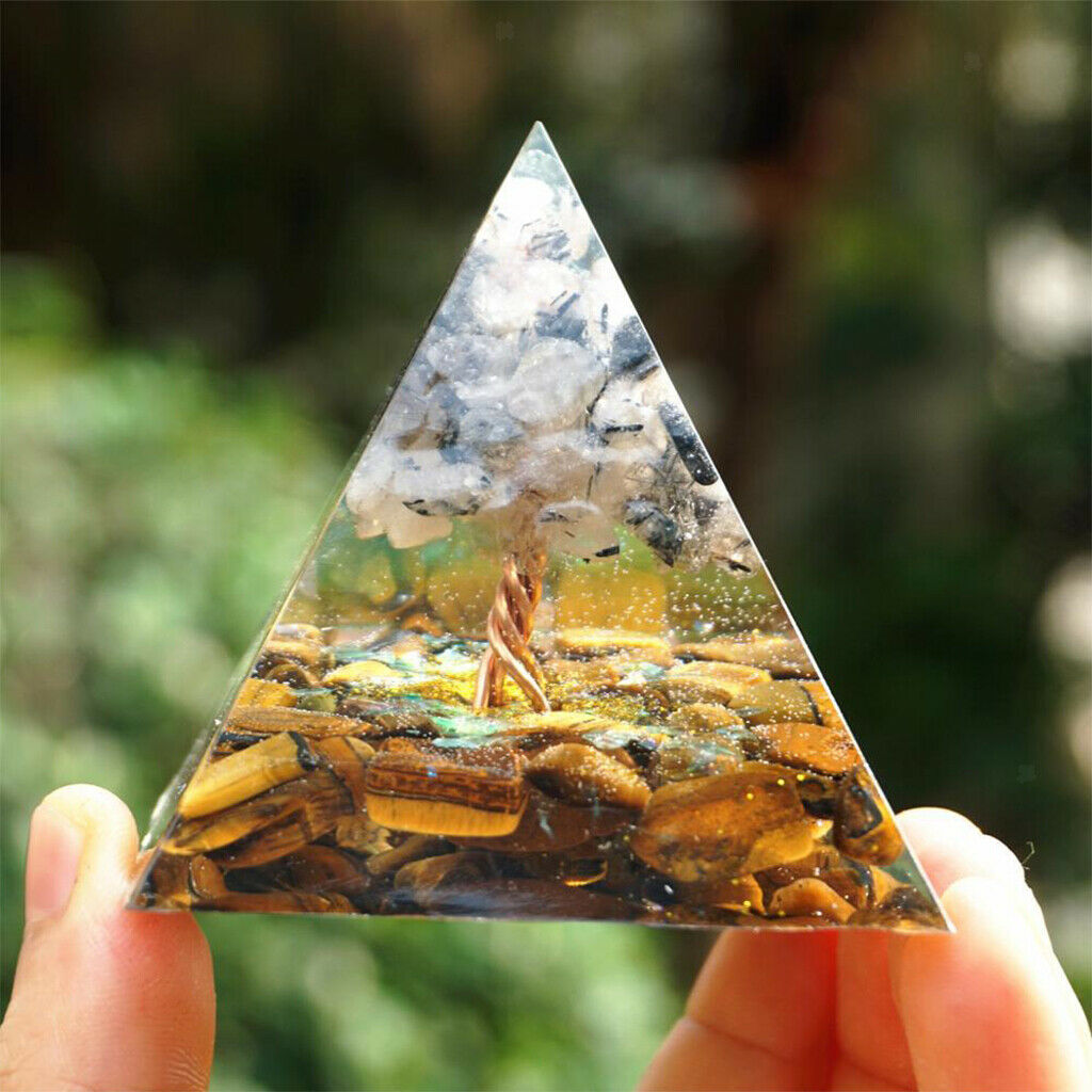 60mm Orgone Crystal Pyramid Ornament Moonstone Relieve Stress Office Decor