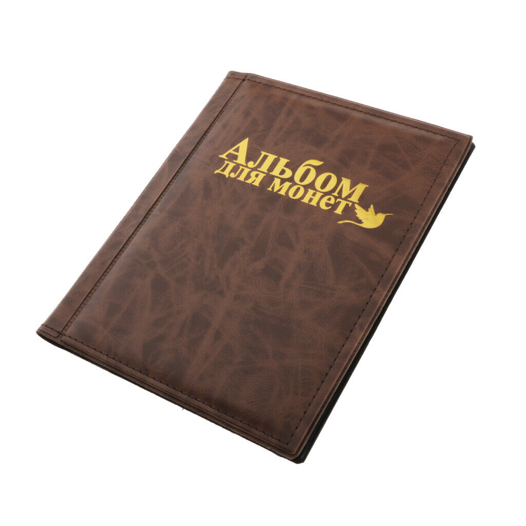 250Holders for Pocket Storage Coins Book Collection Holder PU leather Brown