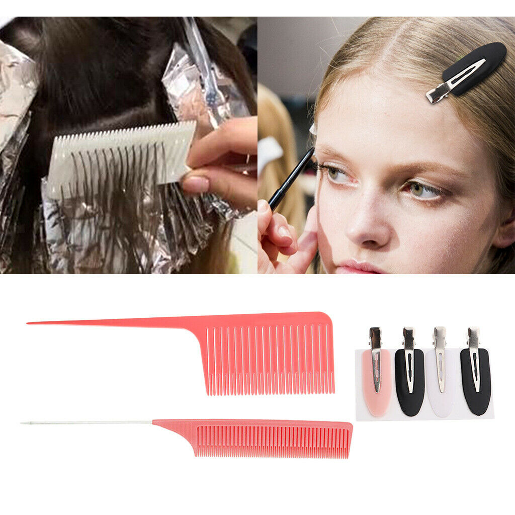 Plastic One-way Weave Highlight Foiling Hair Comb with No Bend Hair Clips