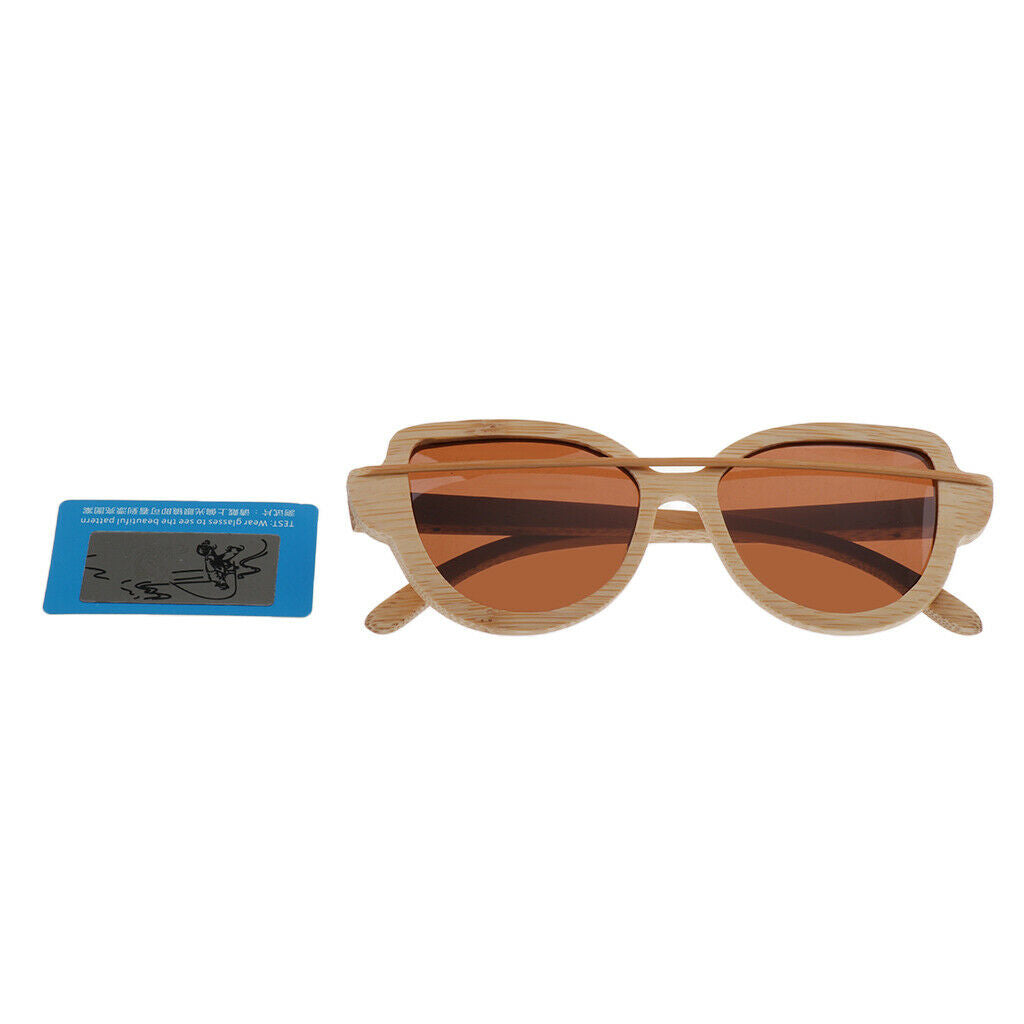 Women Handmade Bamboo UV 400 Polarized Sunglasses Wood Glasses + Box Brown