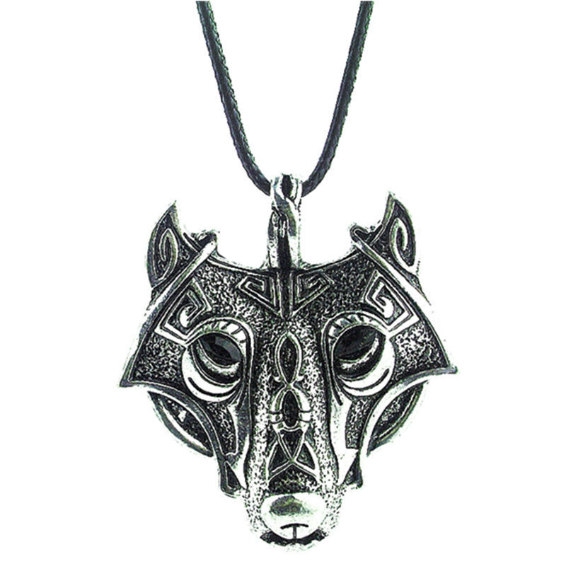 Fashion Mens Retro Stainless Steel Wolf Animal Head Pendant Necklace Chain HS