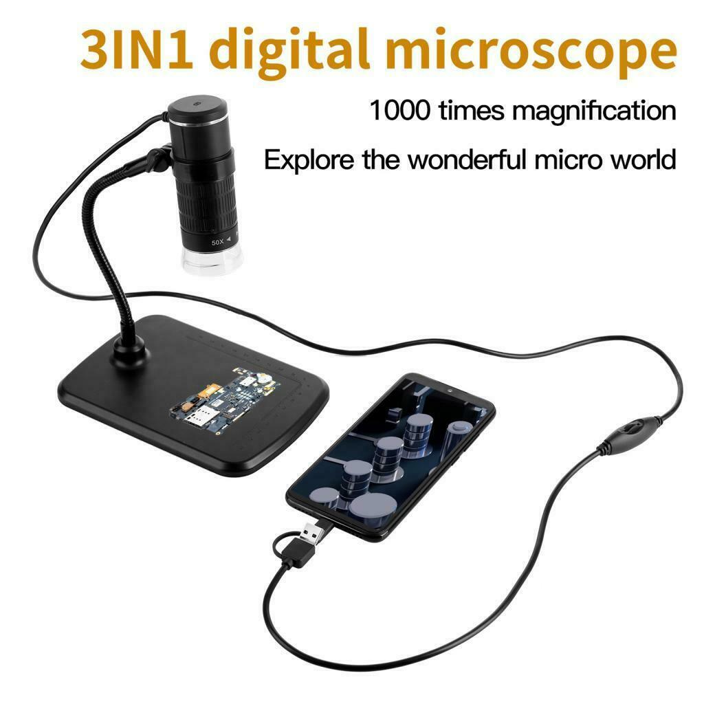 3 in 1 8LED 1000X Digital Microscope Magnifier for PCB solder Electronic Inspect