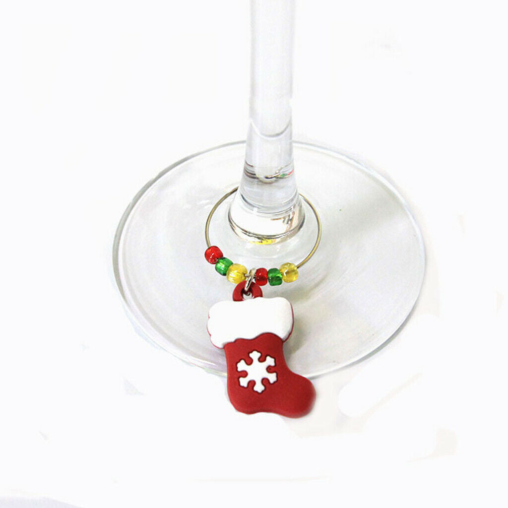6 Pcs Christmas Wine Glass Charms Hanging Rings Wine Tasting Party Supplies