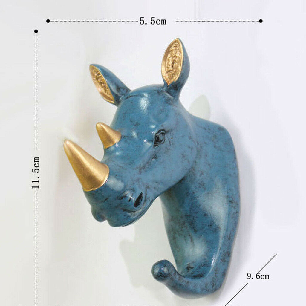 Animal  Royal Blue   Decorative Wall Hook   f/ Club Wall Ornament Rhinoceros