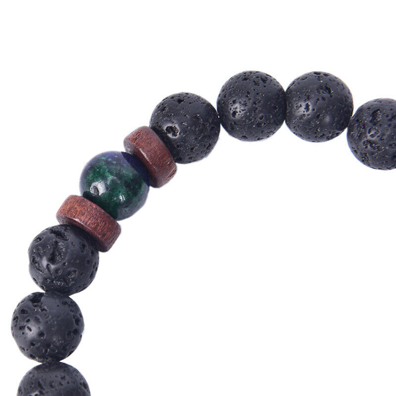 Men's Prayer Mala Beads Lava Rock Stone Chrysocolla Beaded Yoga Bracelets.l8