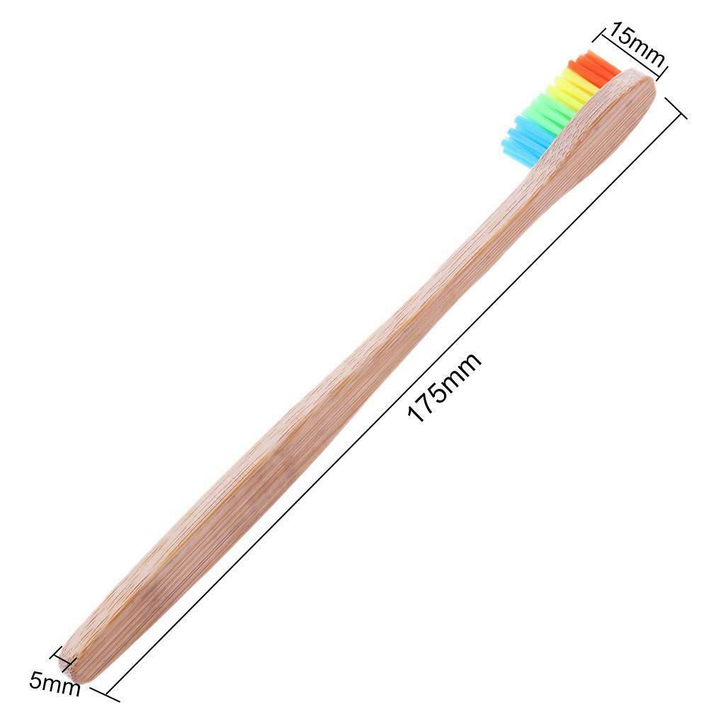 10pcs Soft Rainbow Head Bamboo Toothbrushes Oral Care Teeth Whitening Tools @