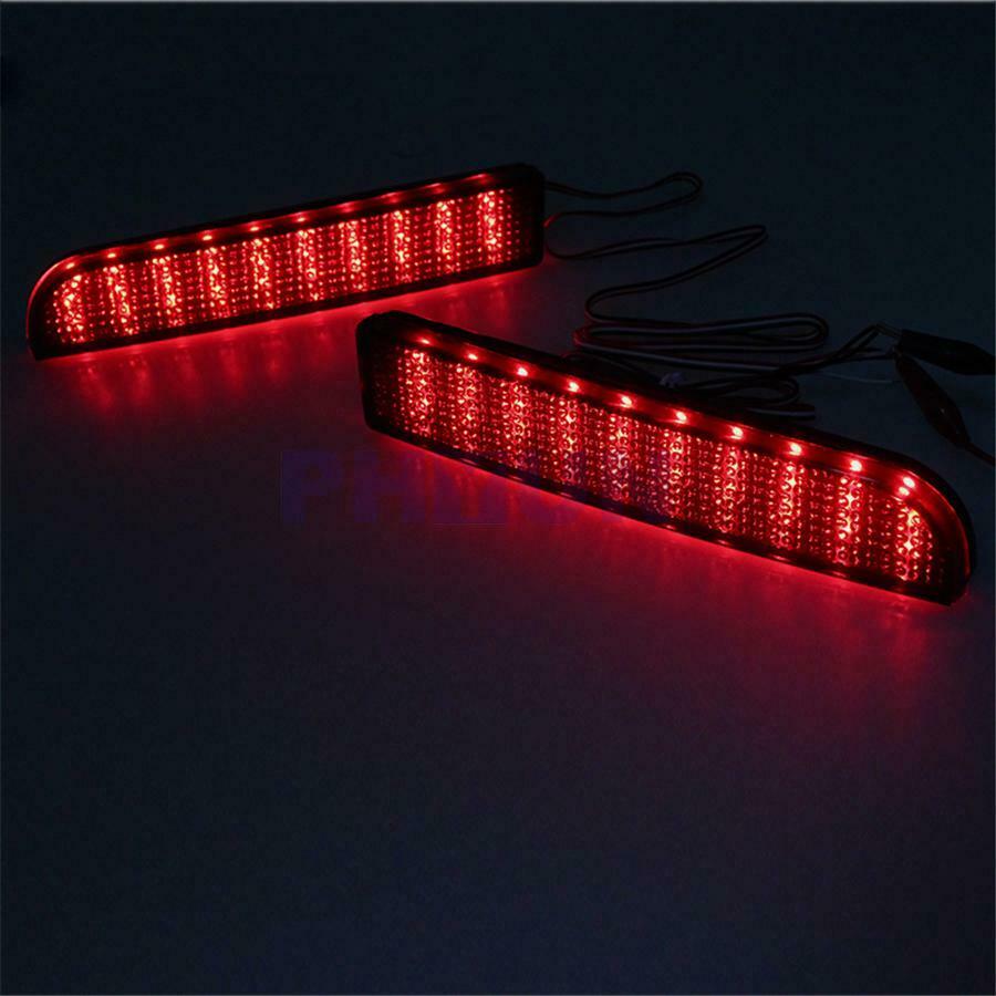 Pair Smoke Lens Bumper LED Reflectors Brake Tail Rear Fog Lights For Mitsubishi