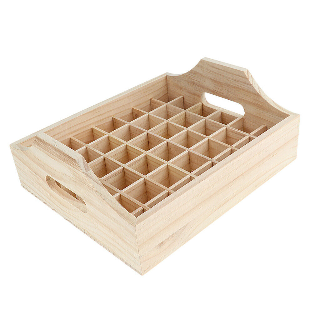 42 Slots Essential Oil Holder Display Wooden Storage Case Tray Organizer