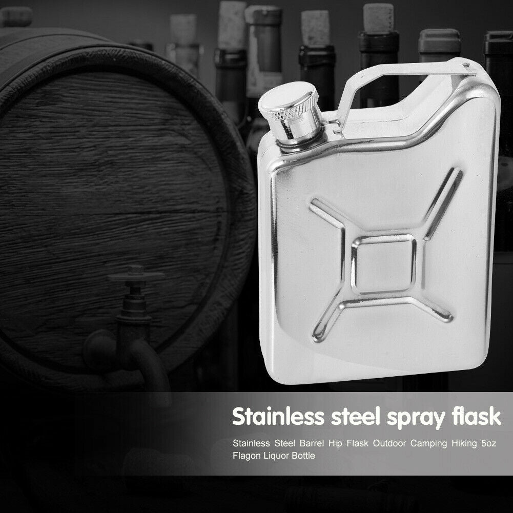 Portable Outdoor Camping Hiking 5oz Flagon Stainless Steel Barrel Hip Flask @