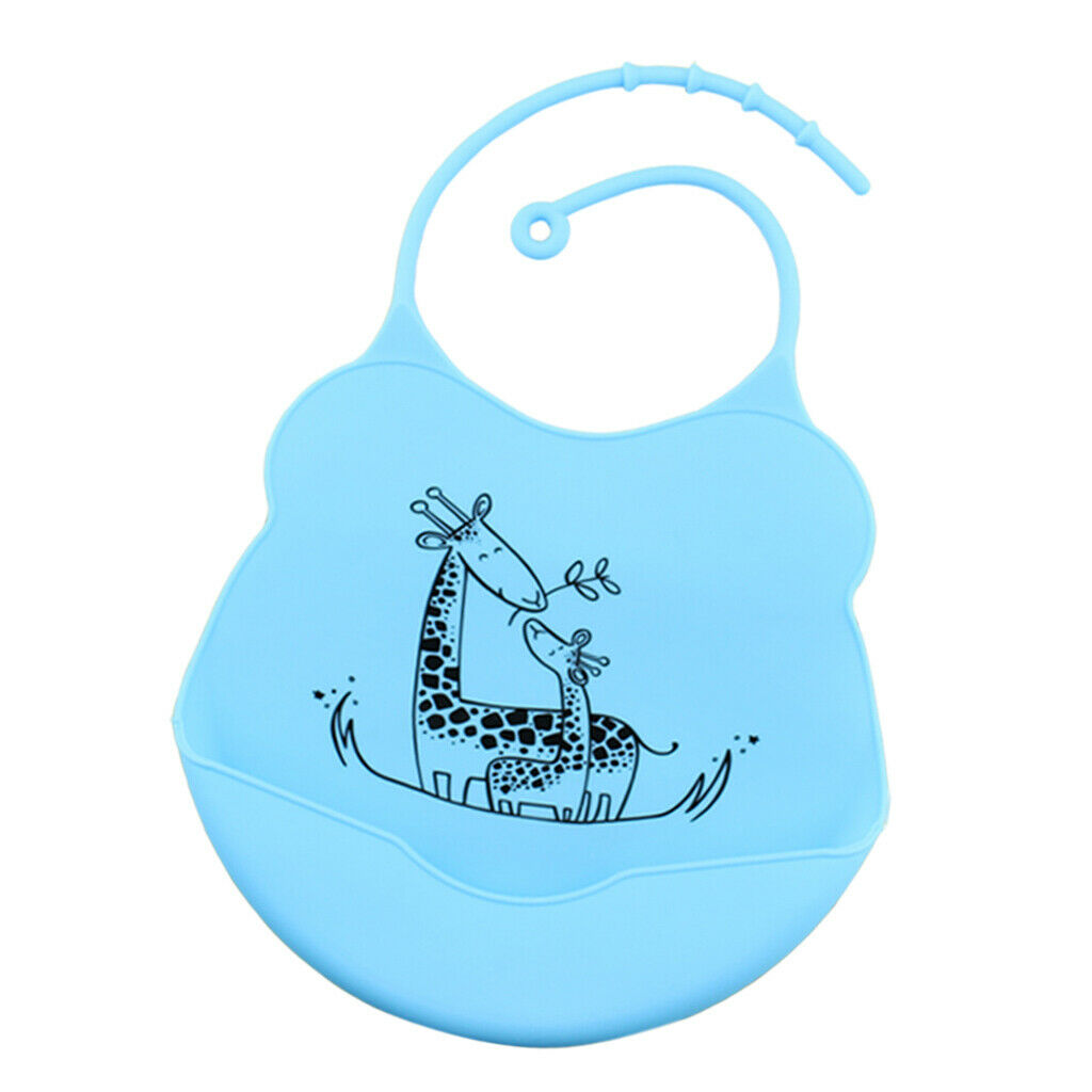 Adjustable Baby Bibs Waterproof Apron w/Food Catching Pocket Blue/Purple