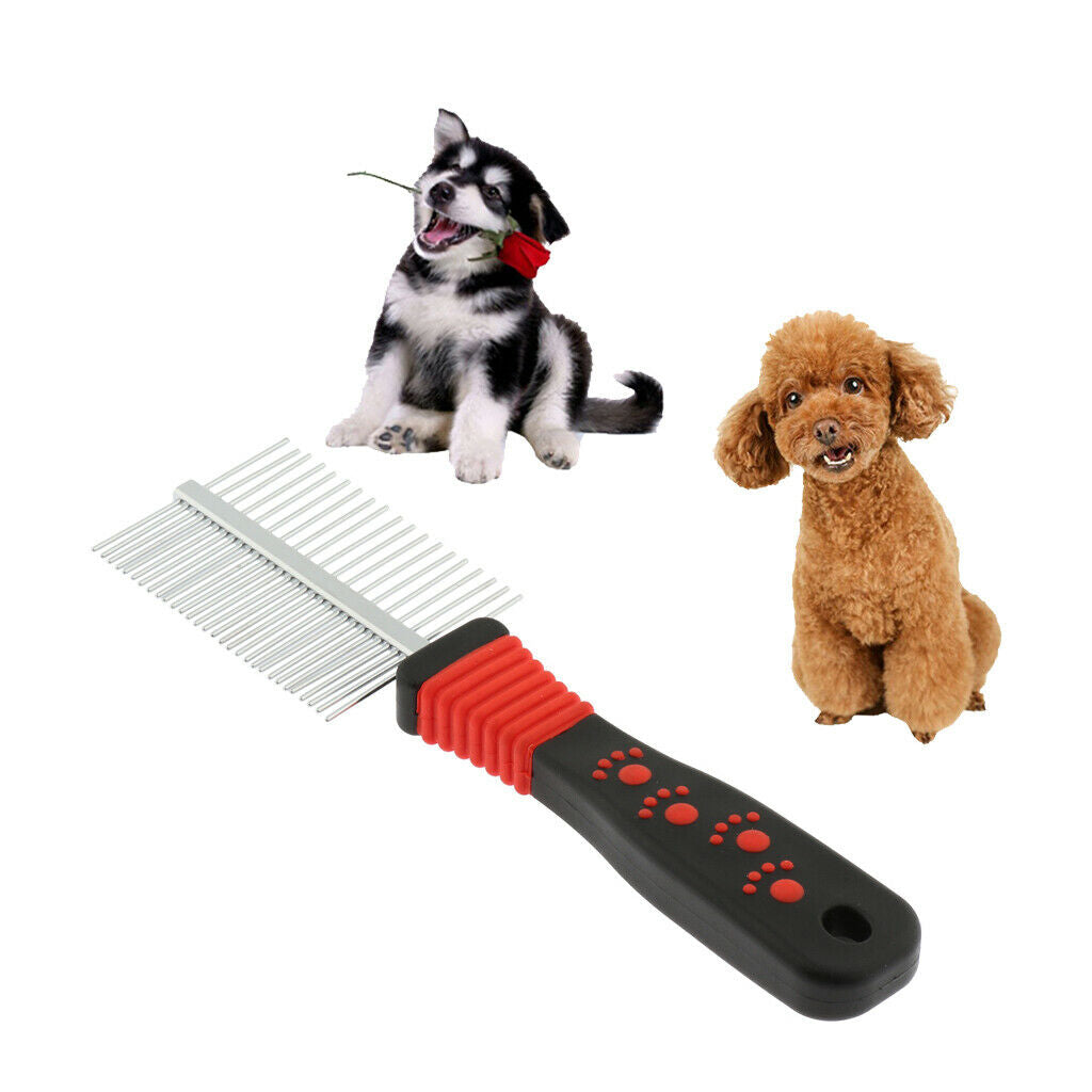 Pet Dog Cat Double Side Row Teeth Brush Massaging Grooming Hair Comb