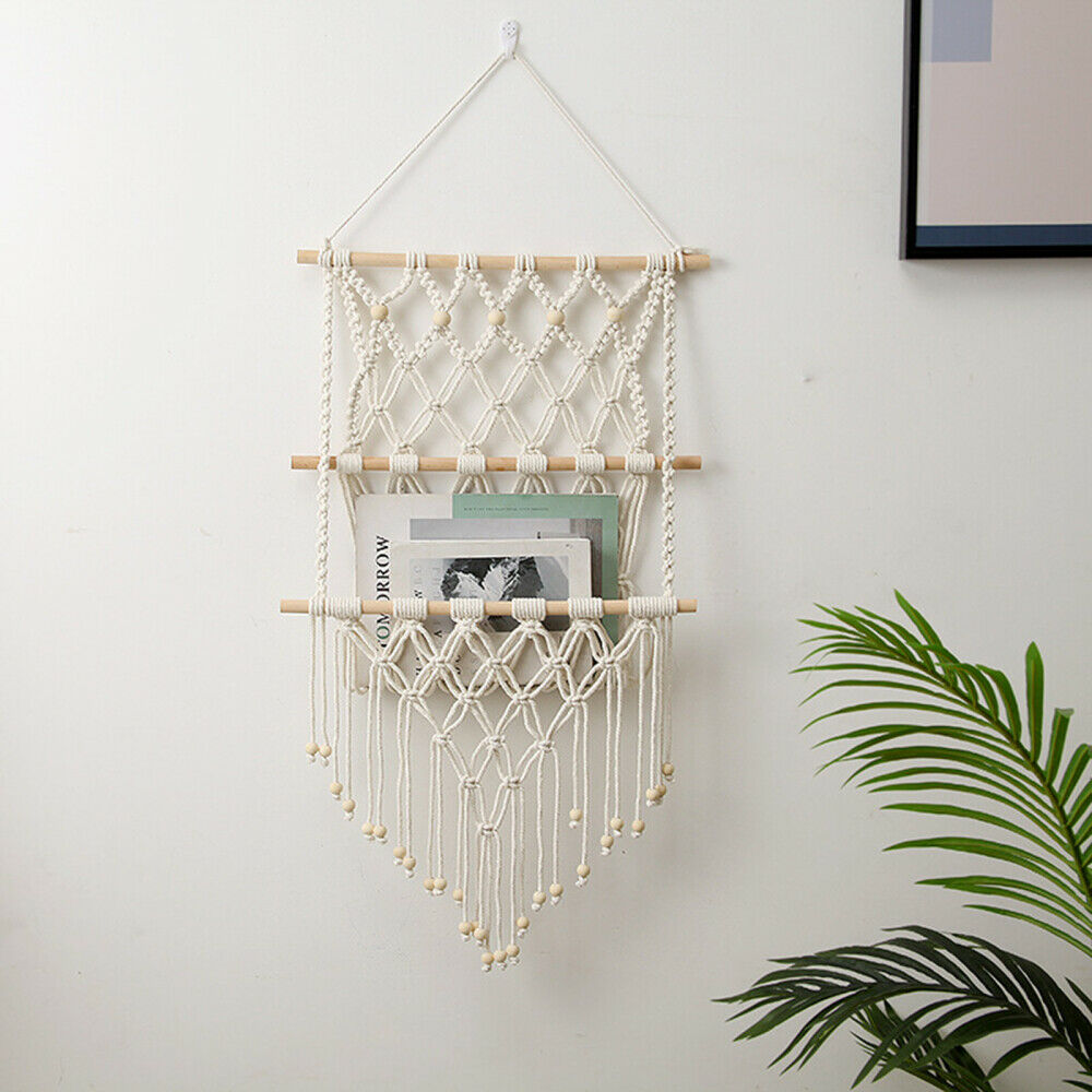 Wall Hanging Holder Magazine Storage Organizer Plants Pocket Net Woven Hanging