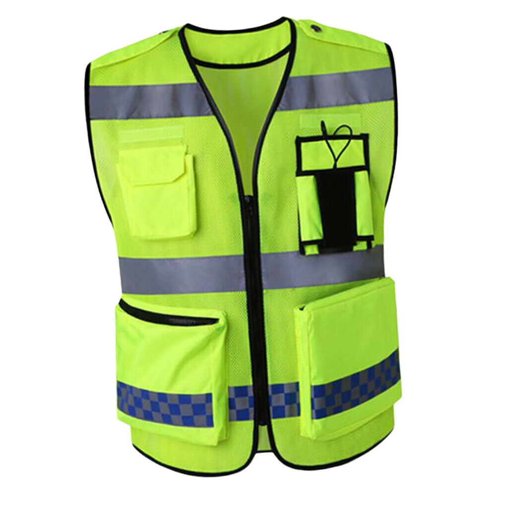 Reflective Vest Safety Sleeveless Waistcoat With Zipper Yellow D