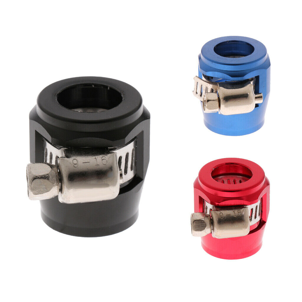 2X AN8 Car Fuel Oil Water Hose Pipe End Finisher Clamp Clip Aluminium Black