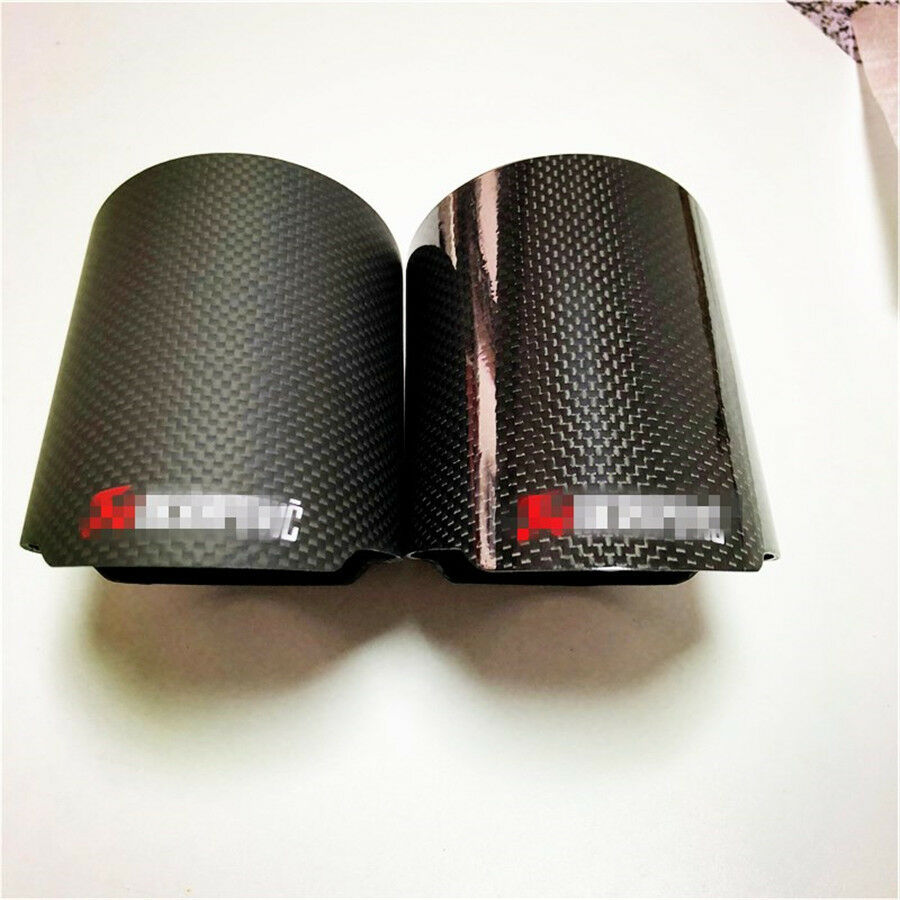 Exhausts pipe Carbon Cover w/ Glossy Carbon Shell Exhaust Muffler Pipe Tip Case
