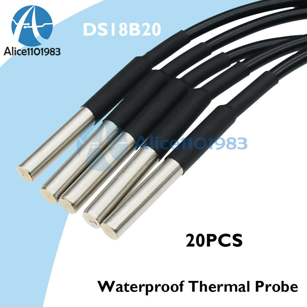 20PCS Waterproof Digital Thermal Probe or Sensor DS18B20 Lengthï¼š1M