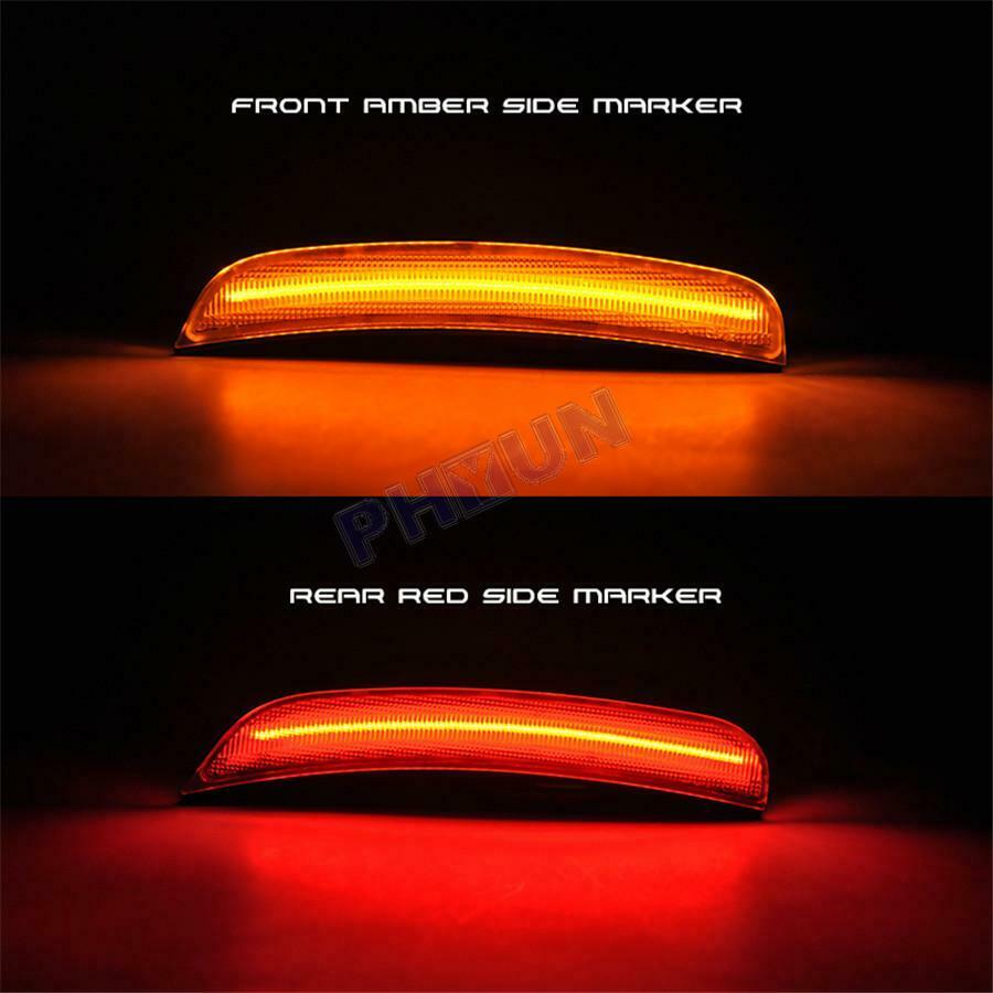 4x LED Side Marker Lamp Light Amber Red Smoke Lens For Dodge Charger 2015-2019