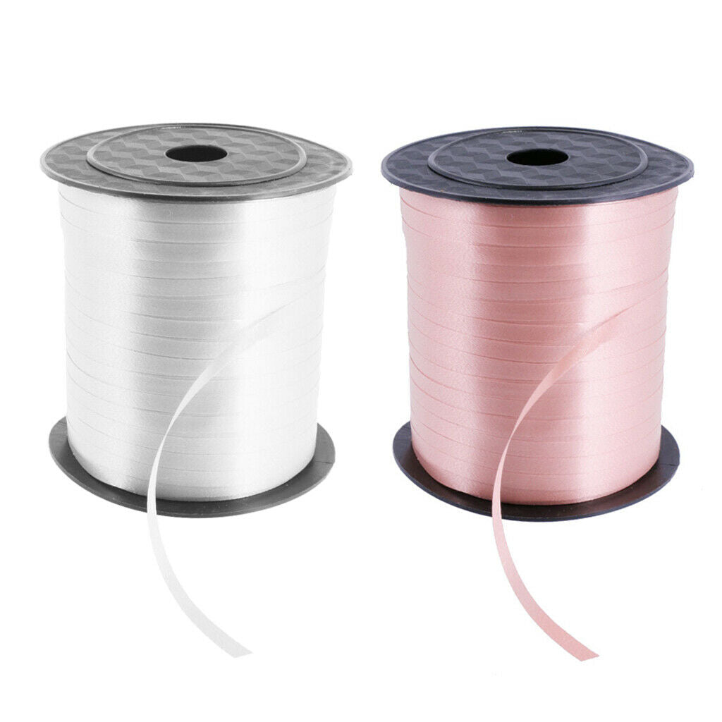 2 Rolls 225m White and Pink Balloon Curling Ribbons Helium Wedding Engagement