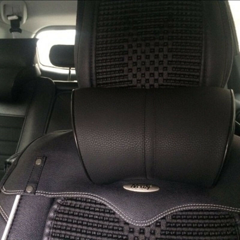 1xErgonomic Headrest Black PU Leather Auto Car Headrest Neck Rest Cushion Pillow