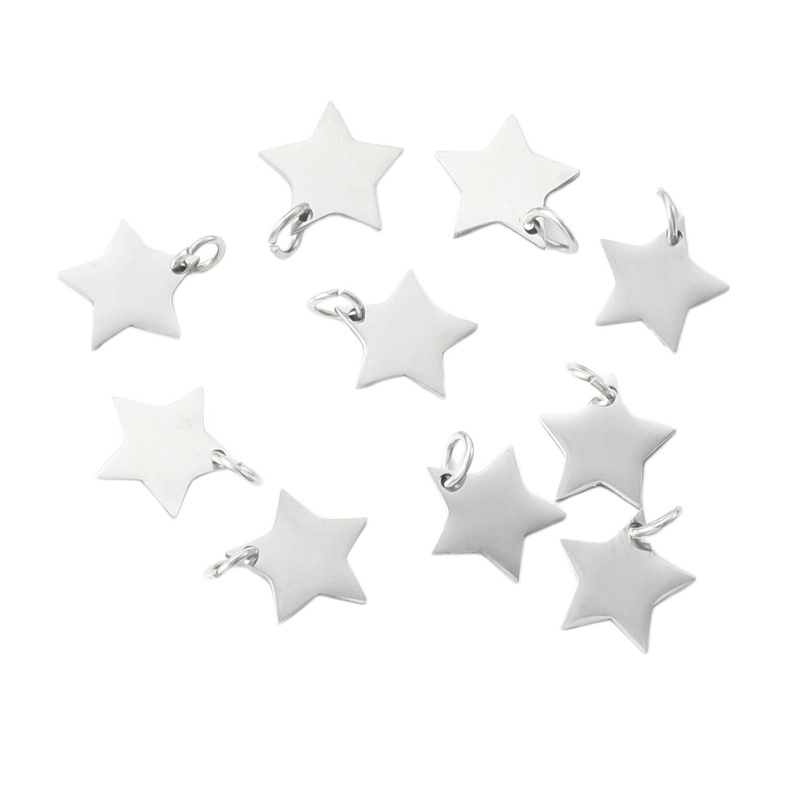10pcs Stainless Steel Star Shaped Pendant Charms Jewelry Making Supplies