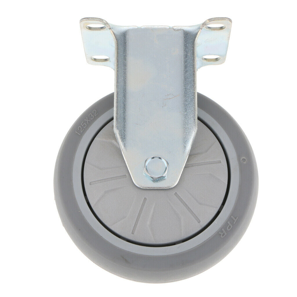 5 Inch / 125mm PTFE Heavy Duty Caster Wheel Top Plate Fixed Caster with 8.5mm