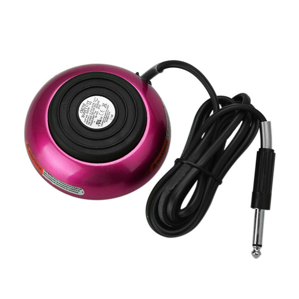 Tattoo Foot Pedal Round Power Supply Switch Controller w/ Silicone Cord Rose Red