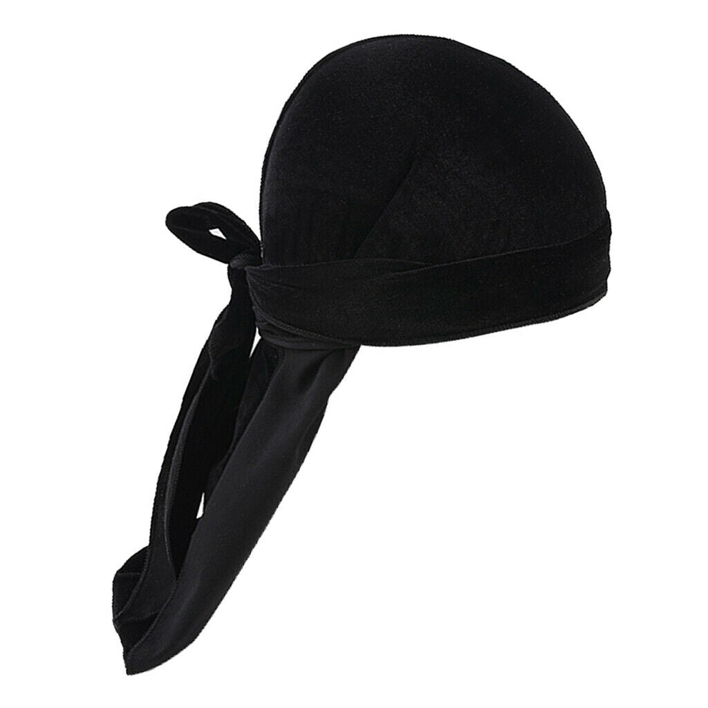 2 Pack Women Mens Fashion Soft Velvet Bandana Hat Long-Tail Muslim Headwear