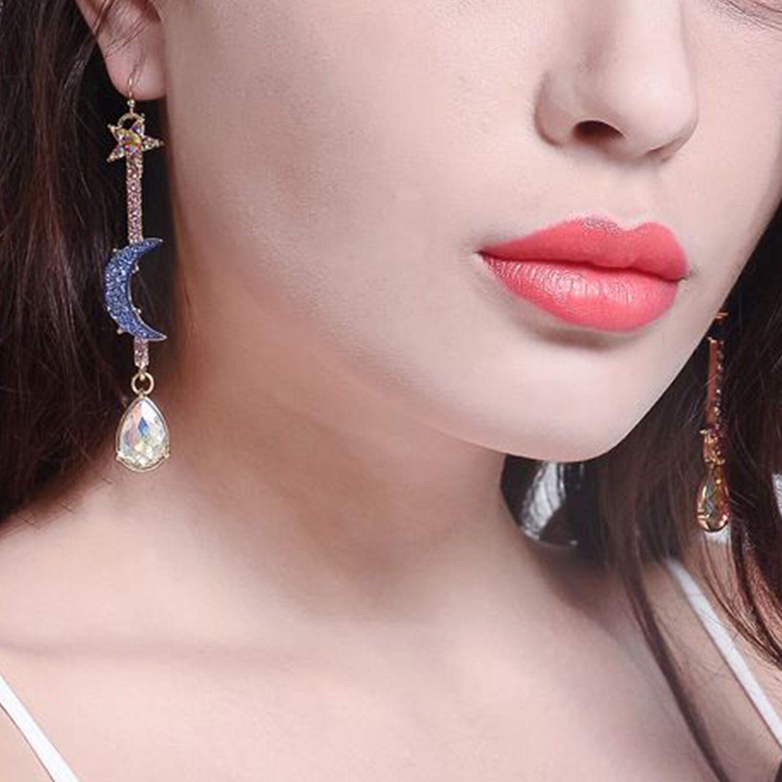 Beautiful Fashion Jewelry Blue moon&star earrings Woman jewels