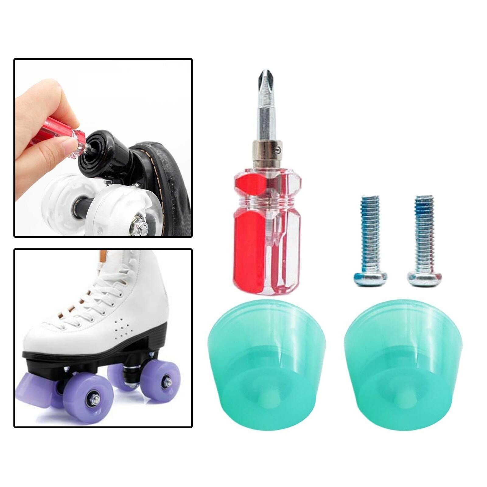 2 Skates Top Stopper Skate Brake Block Training Practice with Screws Green