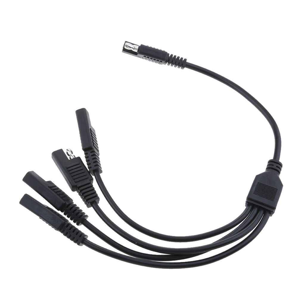 5 Way 18AWG SAE Plug Extension Adapters Charger Cables For Solar Batteries Black
