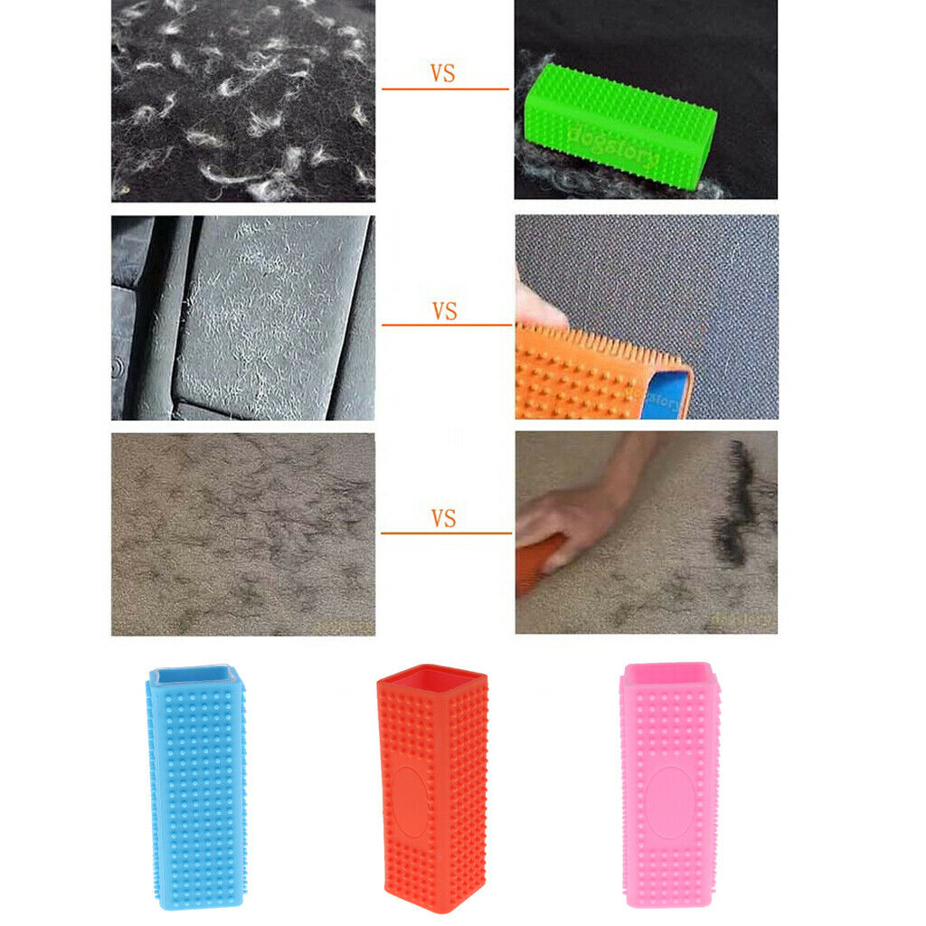 2 pcs Pet Dog Cat Hair Remover Clothes Carpet Fur Brush Cleaner Pink Blue
