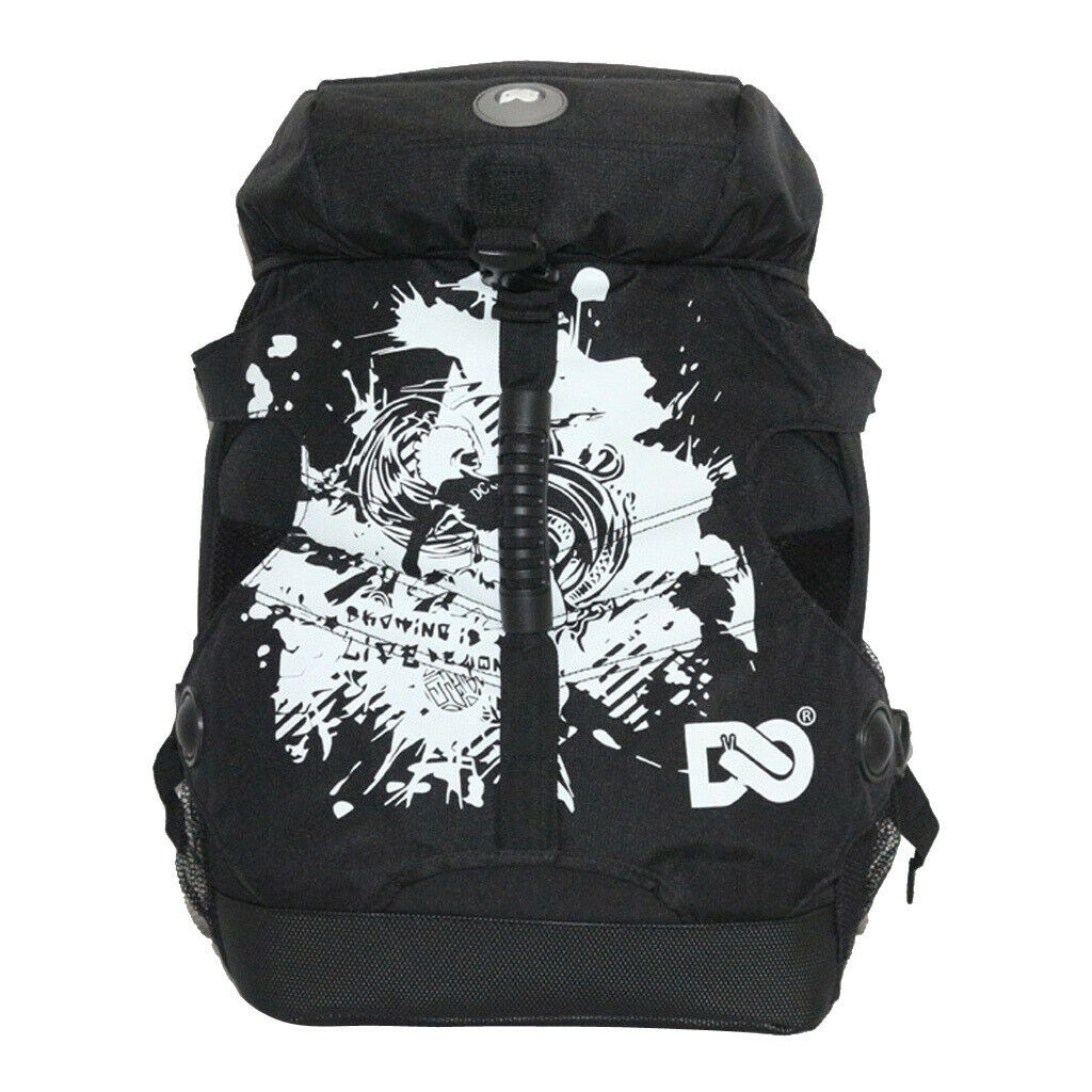 Quad Roller Skate Bag Shoulder Backpack Skates Sto Pouch Rucksack Black