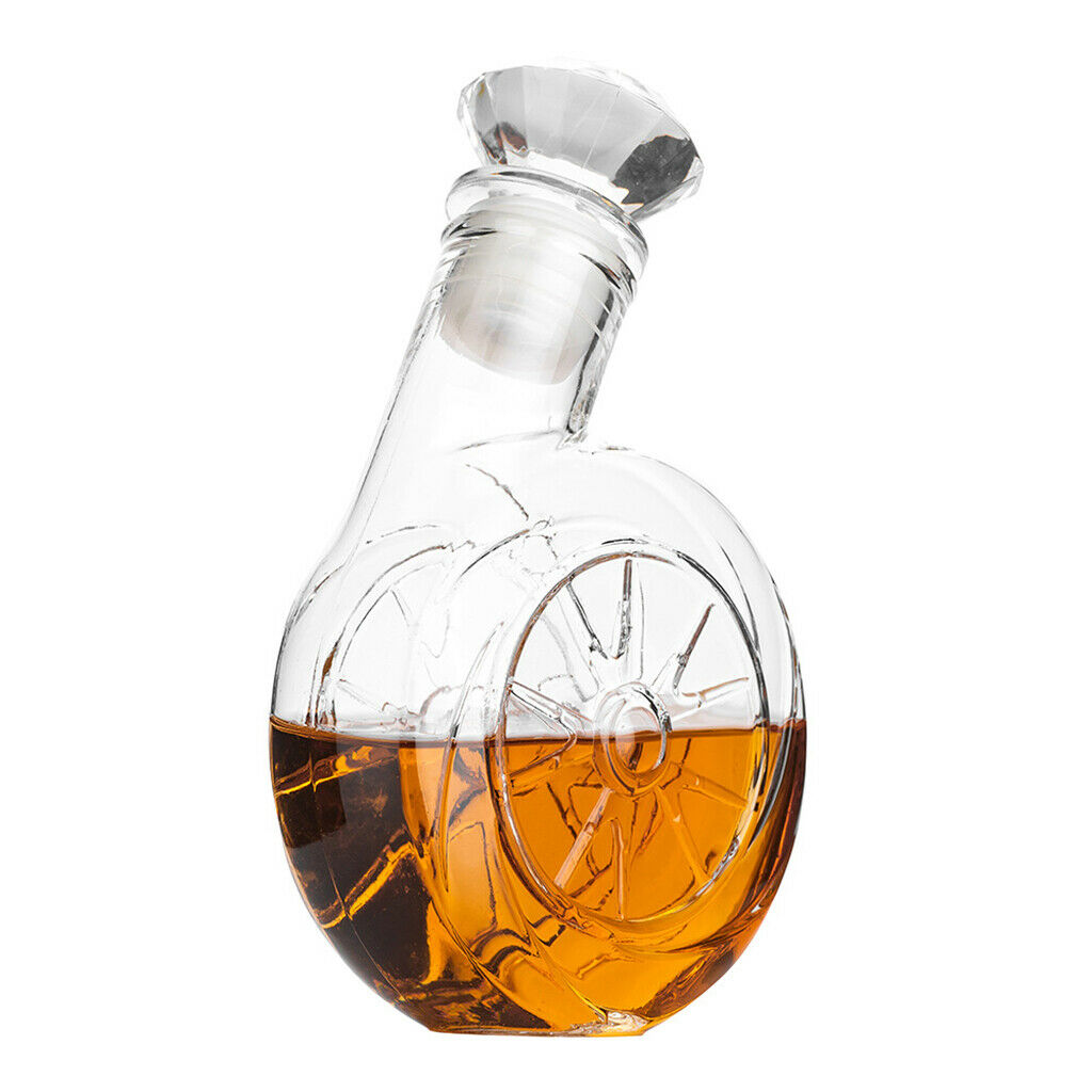 Glass Decanter Elegant with Ornate Stopper for Wine Bourbon Brandy Mouthwash