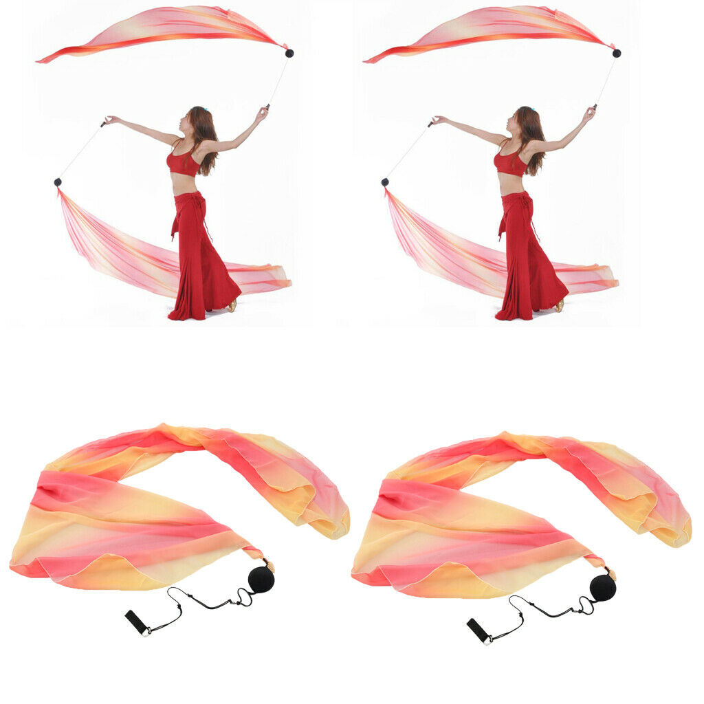 2 Pack Silk Veil Poi Thrown Ball for Belly Dance Yoga Party Club Accessories
