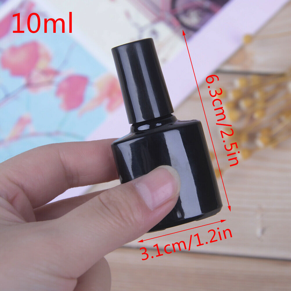 10ml Empty Nails Polish Bottle Black Glass With Agitator Mixing Ball Nail poBDA