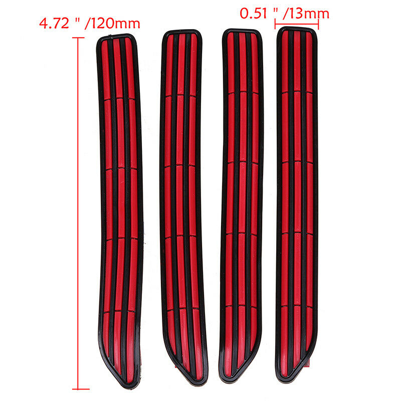 4x Universal Car Anti Collision Side Door Edge Guard Rubber Strip Red+Black
