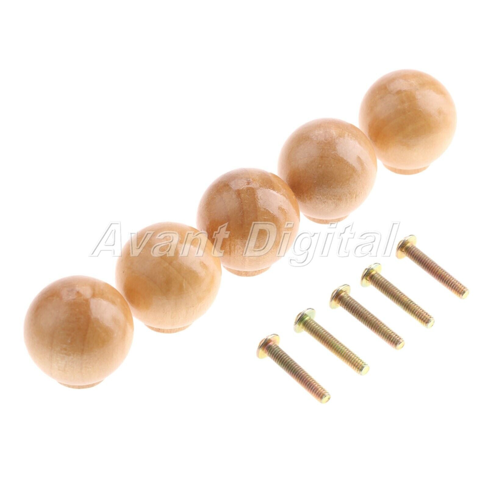 28*29mm Solid Wood Furniture Cabinet Knobs Drawer Door Pulls Closet Handles 5Pcs