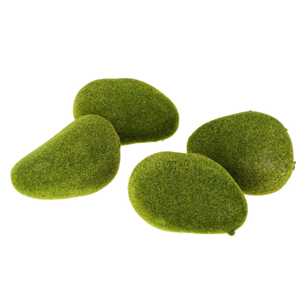 4pcs Artificial Moss Stones Grass Green Plant Potted Home Garden Decor Micro