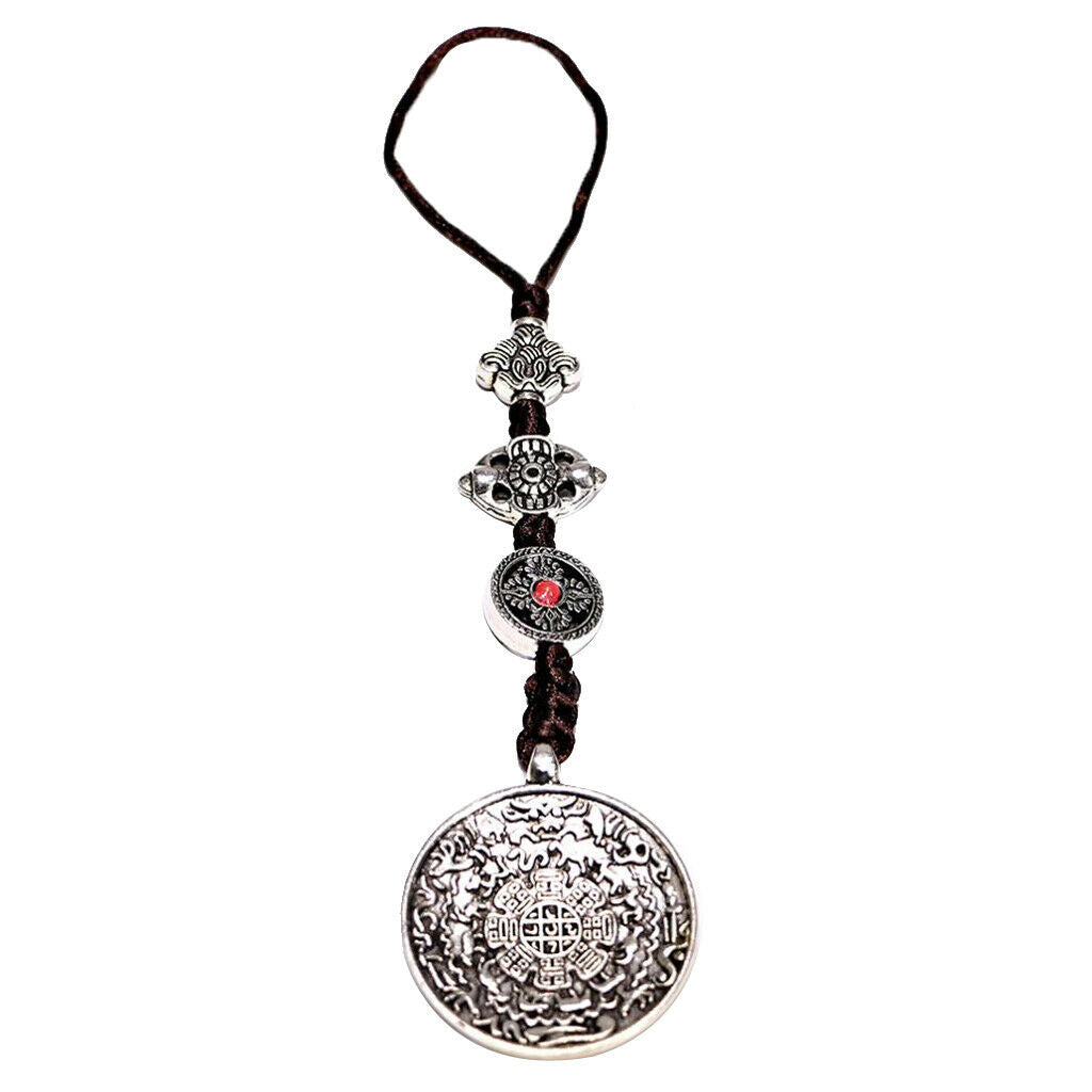 Tibetan Shamans Buddhism Copper Mirror Amulet Pendant Necklace Car Hanging L