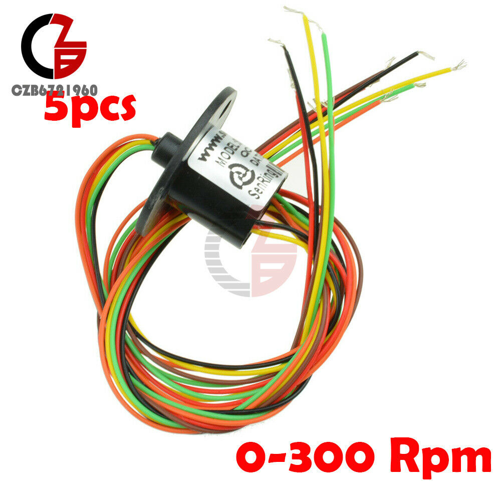 5Pcs 0-300Rpm Capsule Slip Ring 6 Circuit Wires 12.5mm 2A AC 240V Test Equipment