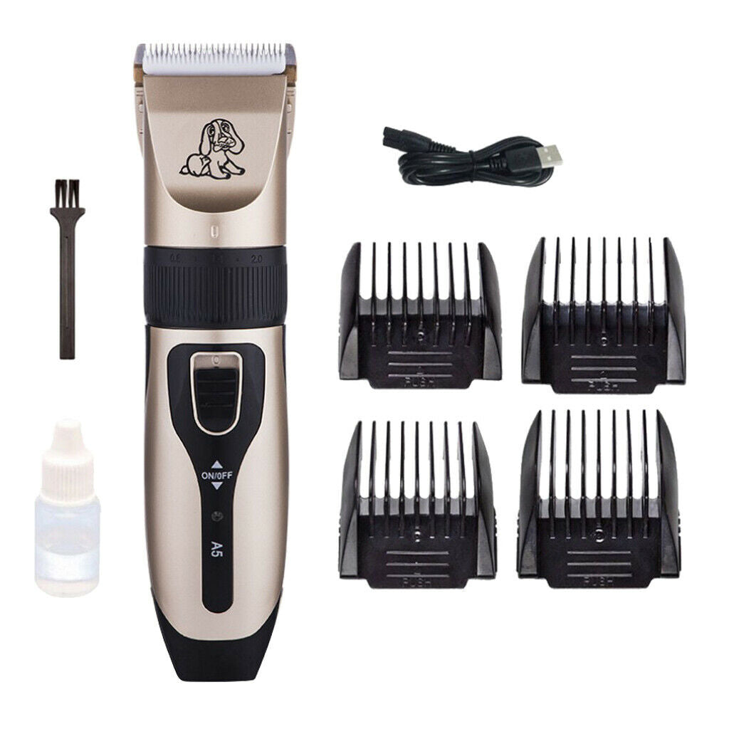 2Set Dog Shaver Clippers USB Pet Hair Trimmer 5-gear Blades for Dogs & Cats