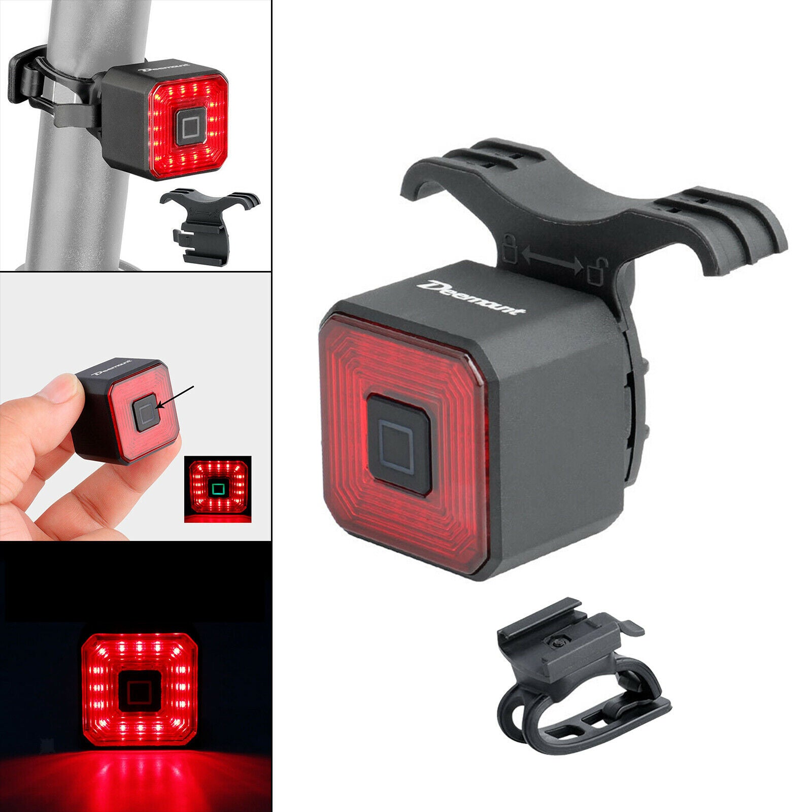 Smart Bike Tail Light Brake Sensing Rear Lights USB Auto on/Off Sensor Water