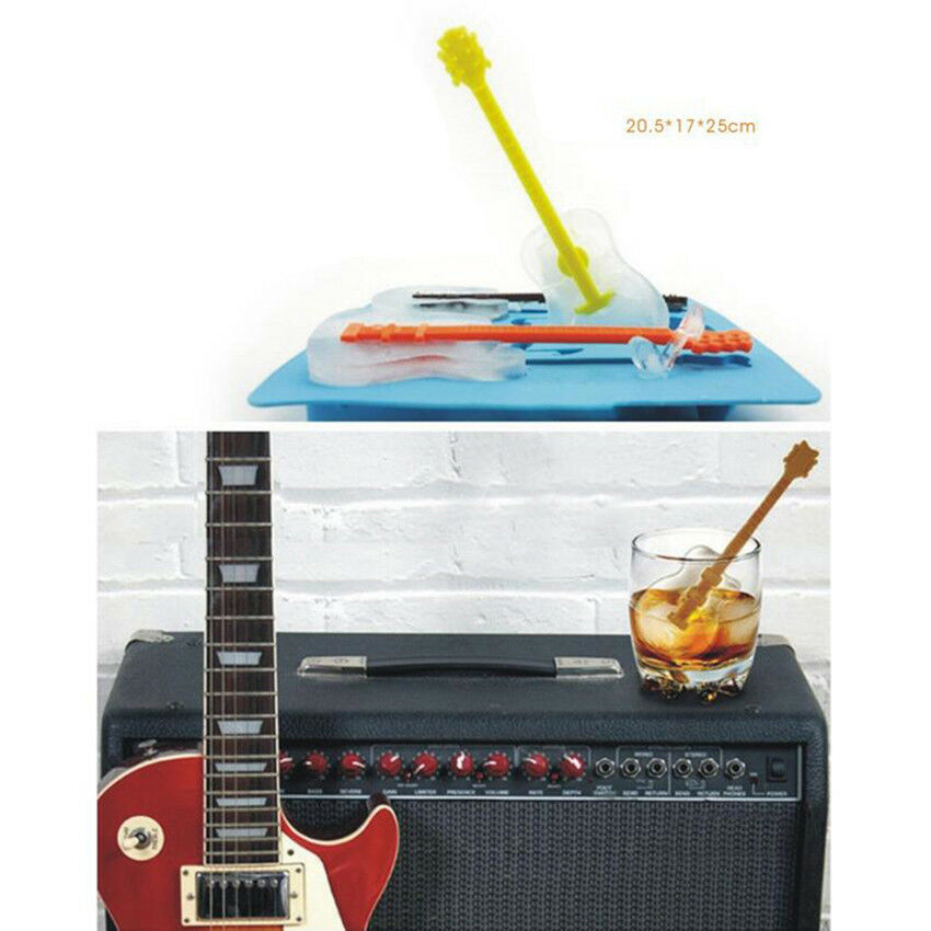 1Pc Silicone Ice-Cube Trays Guitar Shaped Candy Mold Maker Bar Drinking Kit