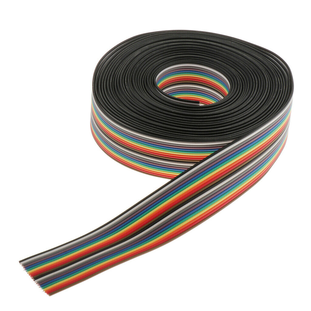 20 Pins Multicolor Flat Rainbow Ribbon Cable 16.4ft 2.5cm Width Wiring Wire