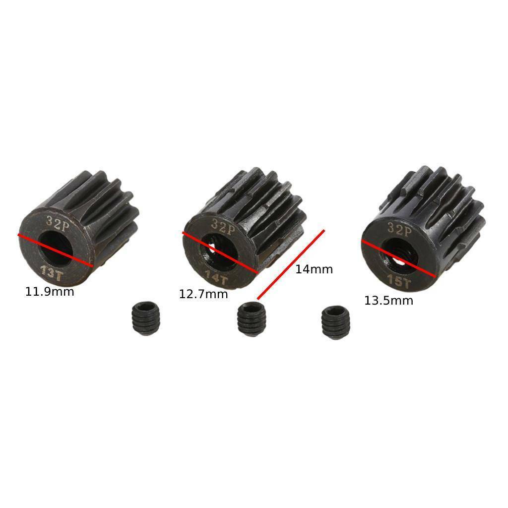 Durable 32DP 5mm 13T-15T Pinion Motor Gear fr 1/8 RC Brushed Brushless Motor